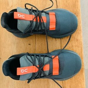 On Running Men's/Unisex Navy Athletic Shoes with Orange Accents